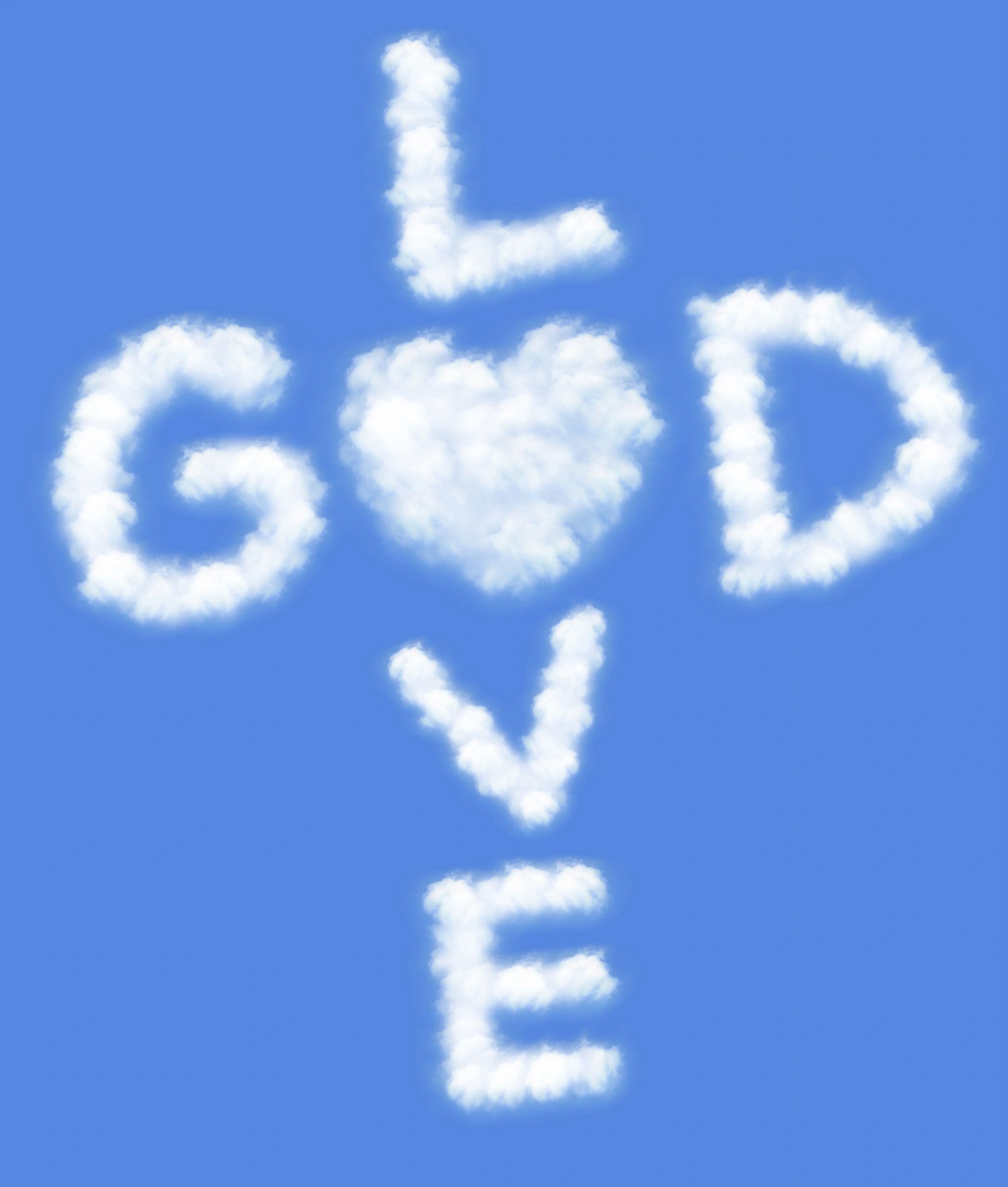 God is love in clouds